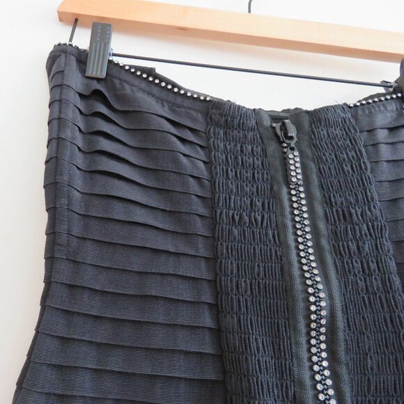 FOR LOVE & LEMONS Celeste Moire Rhinestone Trim Bow Mini Dress 80s Party Size S - Picture 10 of 13